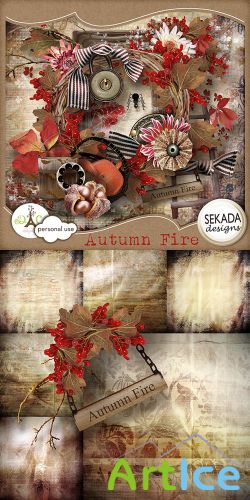 Scrap Set - Autumn Fire PNG and JPG Files