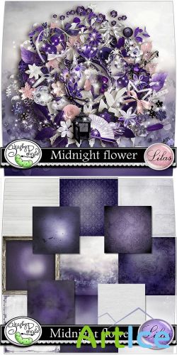 Scrap Set - Midnight Flower PNG and JPG Files