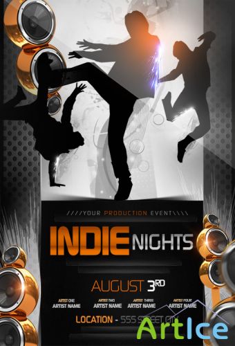 PSD Source - Indie Nights Flyer Template