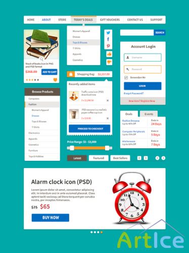 PSD Web Design - Ecommerce Flat UI Kit Vol.1 (PSD)