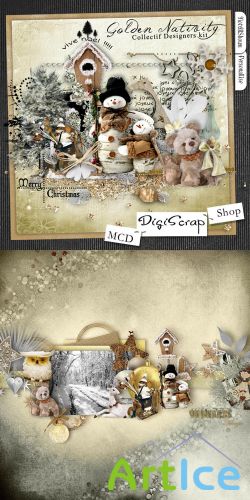 Scrap Set - Golden Nativity PNG and JPG Files