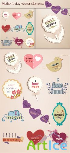 Designtnt - Mothers Day Vector Elements Set 2