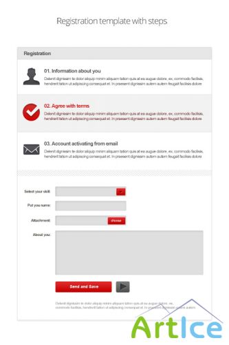 PSD Web Design - Registration form with steps