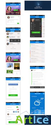 PSD Web Design - Crystal - Mobile Application UI