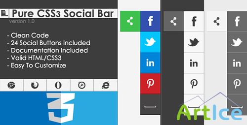 CodeCanyon - Pure CSS3 Social Bar v1.0