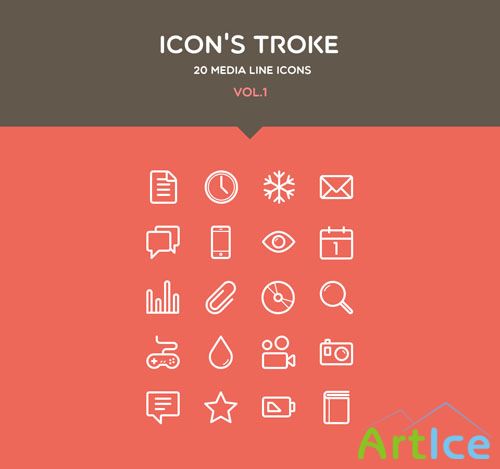 Pixeden - Flat Stroke Line Icons Set Vol1