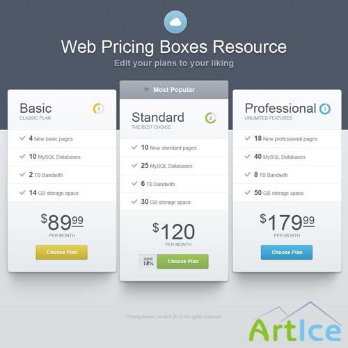 Pixeden - Psd Web Pricing Boxes