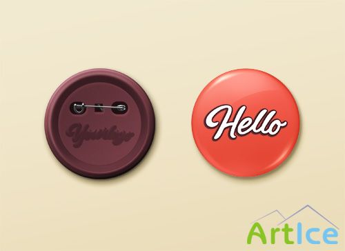 PSD Web Design - Pin Button Badge Mock-Up