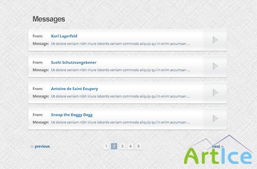 PSD Web Design - Message list