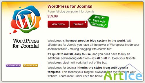 CorePHP - WordPress for Joomla v3.3, 3.5 for Joomla 2.5 - 3.x