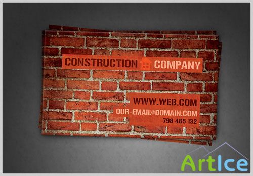 Construction Company Business Card PSD Template