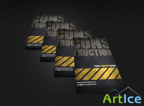 Construction Business Card PSD Template