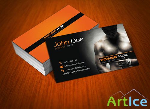 Power Hub Gym Business Card PSD Template