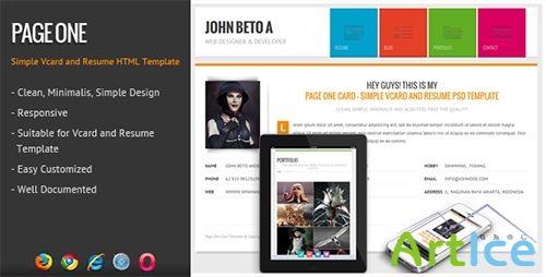 ThemeForest - Page One - Responsive Vcard Resume HTML Template - RIP