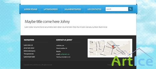 PSD Web Design - Simple Website Template With Clouds Background