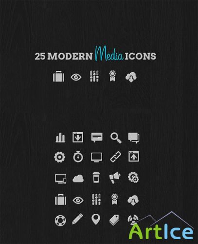 WeGraphics - 25 Modern Media Icon Pack