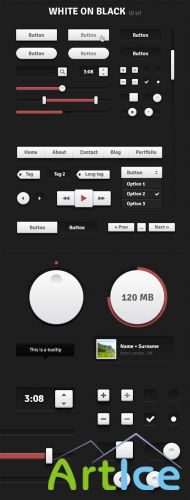 WeGraphics - White on Black UI Kit - Retina ready