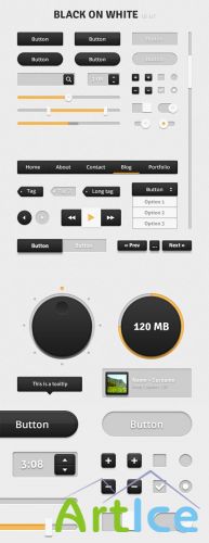 WeGraphics - Black on White UI Kit - Retina Ready