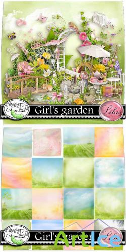 Scrap Set - Girls Garden PNG and JPG Files