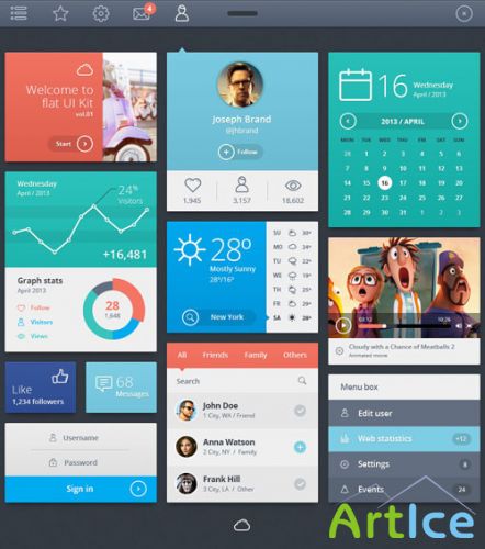 Pixeden - Psd Flat UI Kit Template Vol1