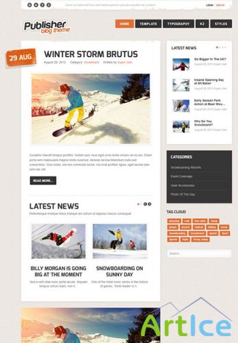 Gavick - GK Publisher v3.8 - Responsive Blog Template for Joomla 2.5 - 3.x