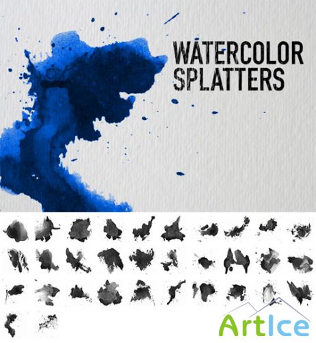 Watercolor Splatters Photoshop Brushes