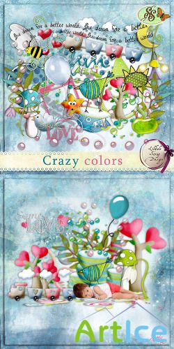 Scrap Set - Crazy Colors PNG and JPG Files