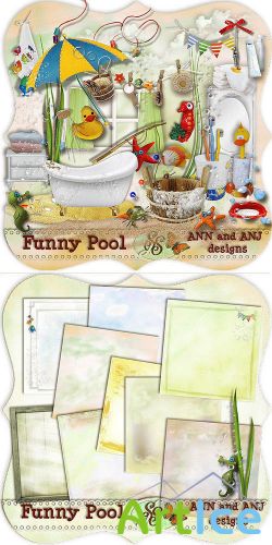 Scrap Set - Funny Pool PNG and JPG Files