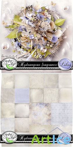 Scrap Set - Hydrangeas Fragrance PNG and JPG Files