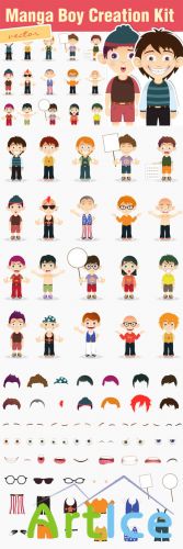 Designtnt - Manga Boys Vector Set