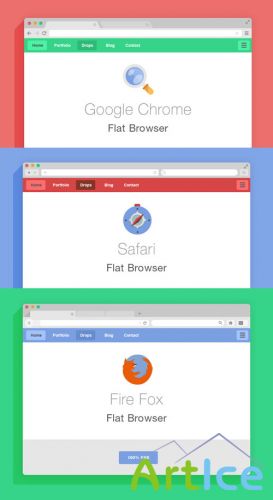 Pixeden - Flat Psd Browsers Set