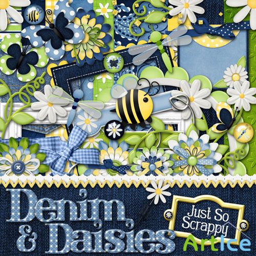 Scrap Set - Denim and Daisies PNG and JPG Files