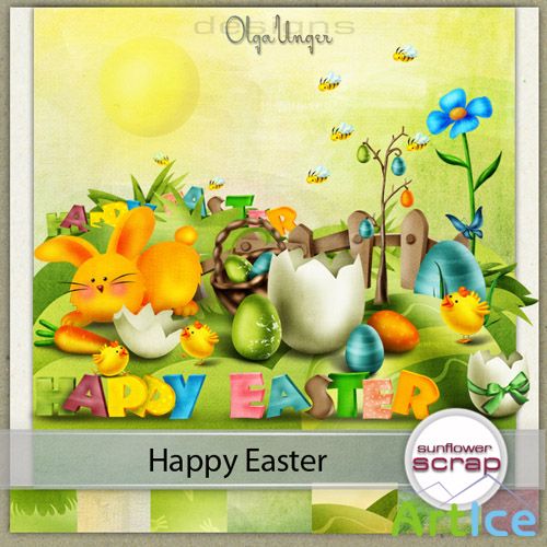 Scrap Kit - Happy Easter PNG and JPG Files