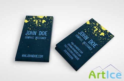 Grunge Splatter Business Card PSD Template 2