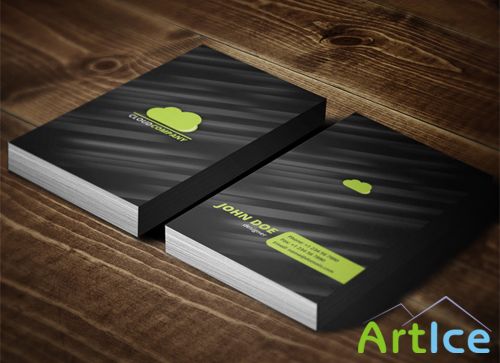 Green Cloud Business Card PSD Template