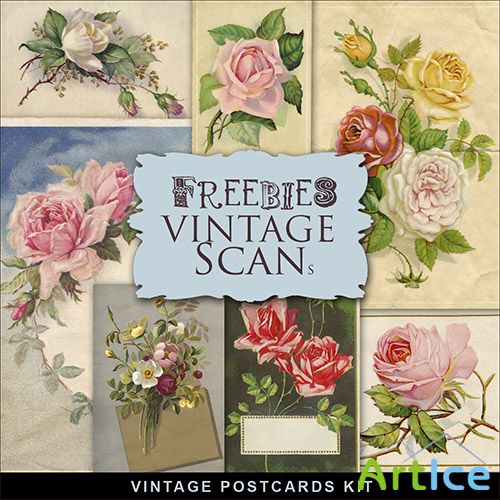 Scrap-kit - Vintage Postcards With Roses 2013