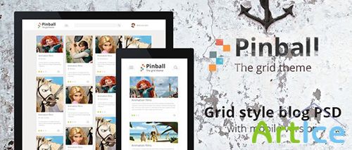 PSD Web Template - Pinball - Responsive Grid Style Blog