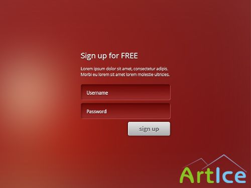 PSD Web Design - Red sign up form