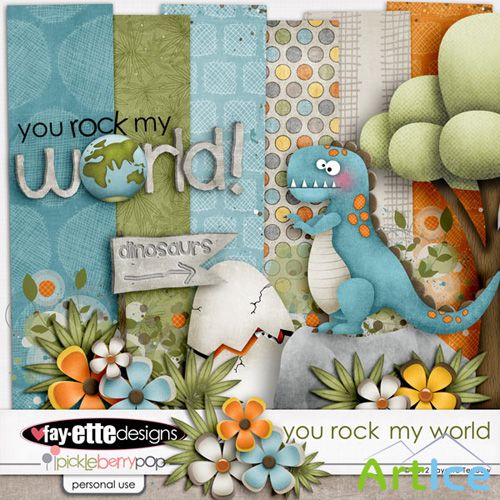 Scrap Set - You Rock My World PNG and JPG Files