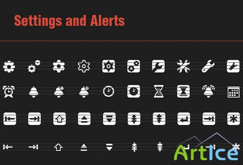 40 Vector Icons with Setting and Alerts