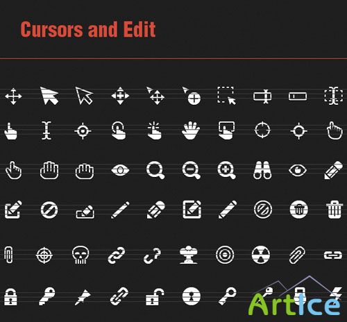 60 Vector Icons with Cursors and Edit