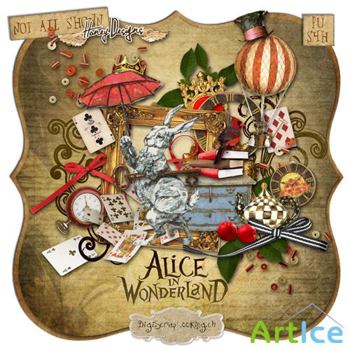 Scrap Set - Alice in Wonderland PNG and JPG Files