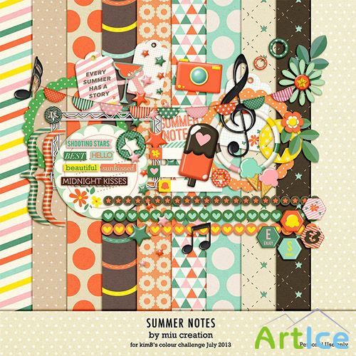 Scrap Set - Summer Notes PNG and JPG Files