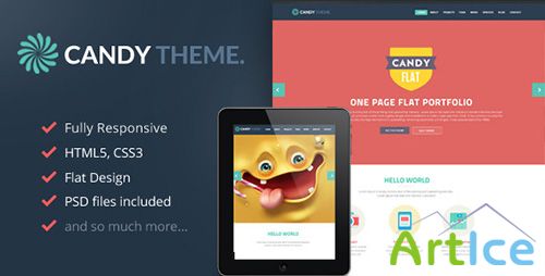 ThemeForest - Candy - Flat Onepage Responsive HTML5 Template - RIP