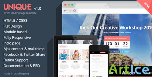 ThemeForest - Unique - Responsive HTML5 Flat Event Landingpage - RIP