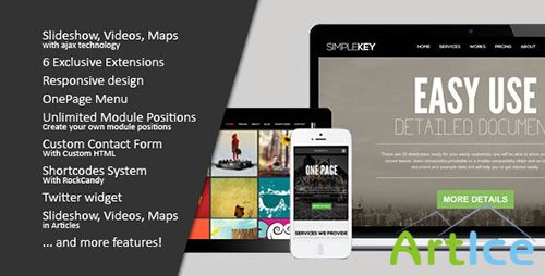 ThemeForest - SimpleKey v1.2.3 - One Page Portfolio Joomla Template