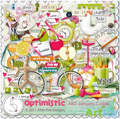 Scrap Kit - Optimistic PNG and JPG Files