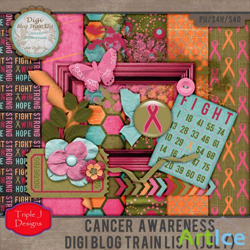 Scrap Set - Cancer Awareness PNG and JPG Files