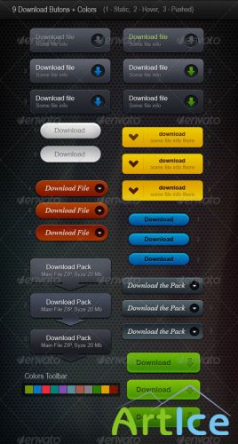 GraphicRiver - 9 Web Buttons (Download Buttons) 140106