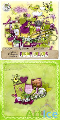 Scrap Set - Funny Colors Explosion PNG and JPG Files